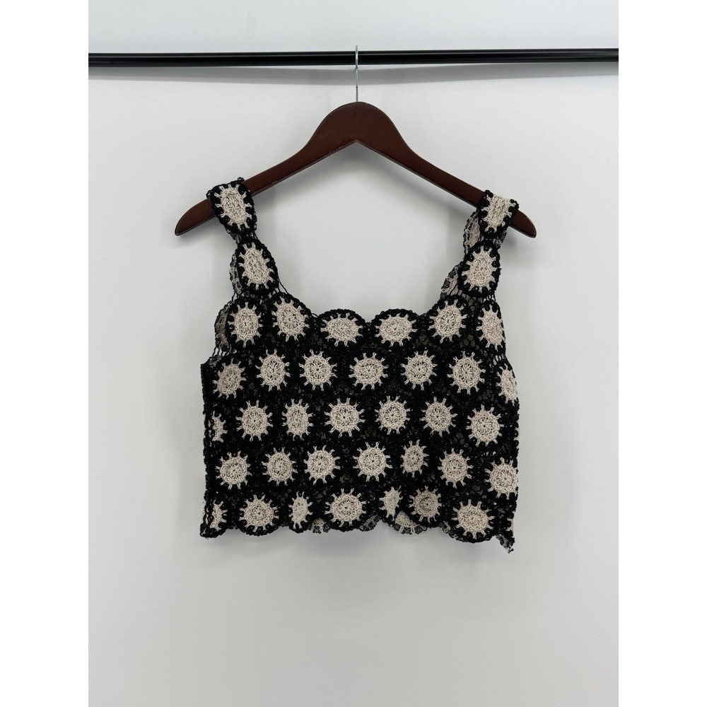 Julia by Love J Women's Medium Black & Beige Crochet Crop Top Size‎ L